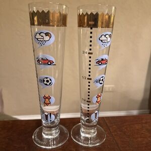Ritzenhoff Beer Glass With Olivier Hartmann Graphics Set Of 2 (Rare In the U.S.)